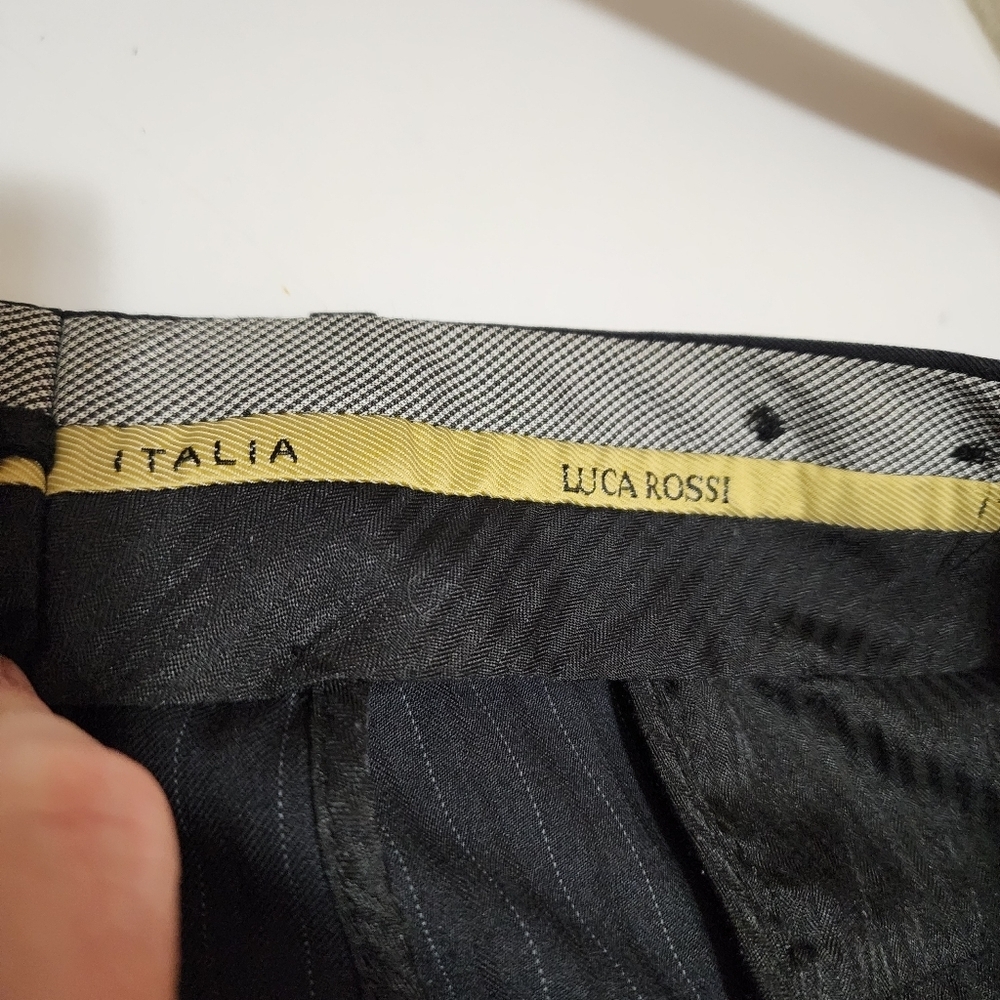 Luca Rossi Italia Dress Pants Men's 36 x 30 Black Striped Cuffed Pleated 36x30 - Picture 7 of 9